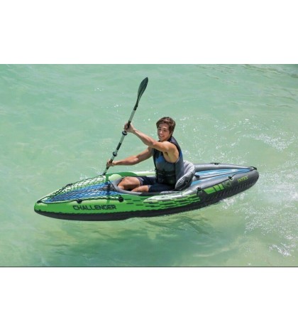 Intex Challenger K1 Inflatable Kayak Set w/ Aluminum Oars and Air Pump SHIP ASAP