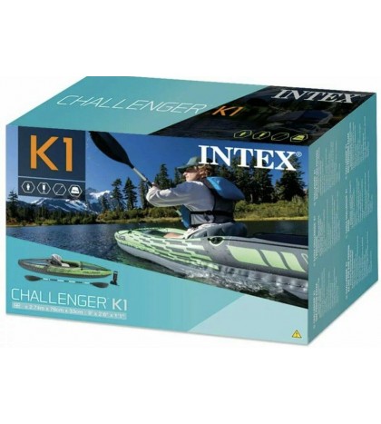 Intex Challenger K1 Inflatable Kayak Set w/ Aluminum Oars and Air Pump SHIP ASAP