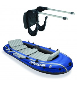 Intex 5 Person Inflatable Fishing Boat Set with 2 Oars, Air Pump with Mount Kit Intex 5 Person Inflatable Fishing Boat Set with 2 Oars, Air Pump with Mount Kit