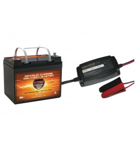 VMAX857 + BC1204: 12V 35Ah AGM SLA battery + Charger for Power Vac PV2100