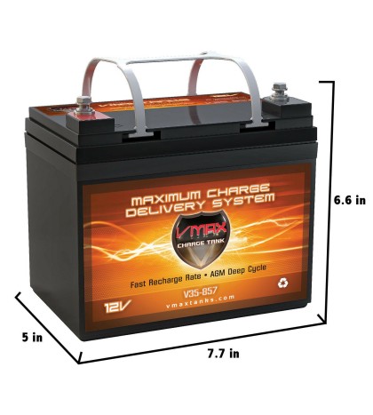 VMAX857 + BC1204: 12V 35Ah AGM SLA battery + Charger for Power Vac PV2100