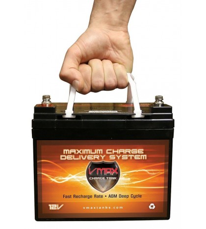 VMAX857 + BC1204: 12V 35Ah AGM SLA battery + Charger for Power Vac PV2100