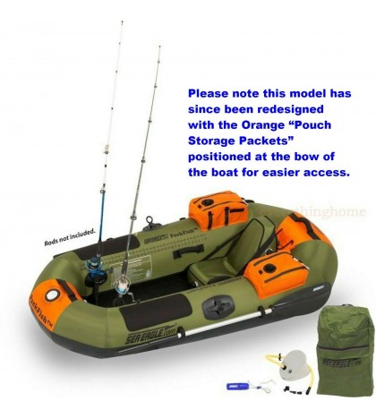 Sea Eagle Packfish 7 Deluxe Pkg Portable Inflatable Fishing Boat Raft