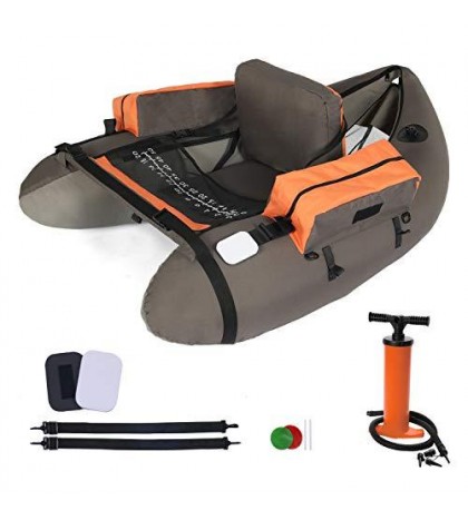 LAZZO Inflatable Fishing Float Tube with Hand Air Pump, Flotation Boat with Seat