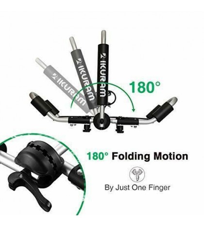 Kayak/Surf/Ski Roof Carrier Rack of Bilateral Premier J-Style Folding 4-in-1