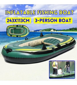 243*113cm 3 People Inflatable Fishing Rowing Boat Raft Canoe Kayak Dinghy Air