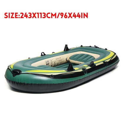 243*113cm 3 People Inflatable Fishing Rowing Boat Raft Canoe Kayak Dinghy Air