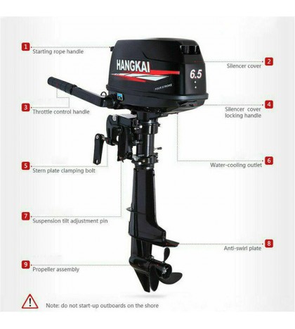 6.5HP Outboard Motor 4 Stroke Fishing Boat Engine Water Cooling 40cm Short Shaft