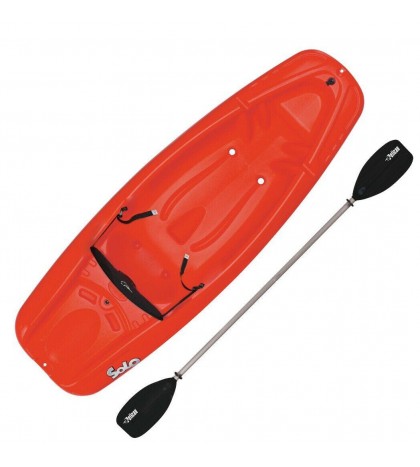 Pelican Solo 6' Sit-On-Top Youth Kayak w Kayak Accessories, Paddle & Flag Red