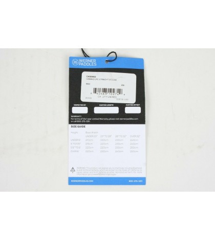 Werner Camano Fiberglass 2-piece Paddle - Straight 230cm /53278/