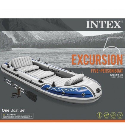 Intex 68325EP Excursion 5 Person Boat Set With Electric Portable Air Pump