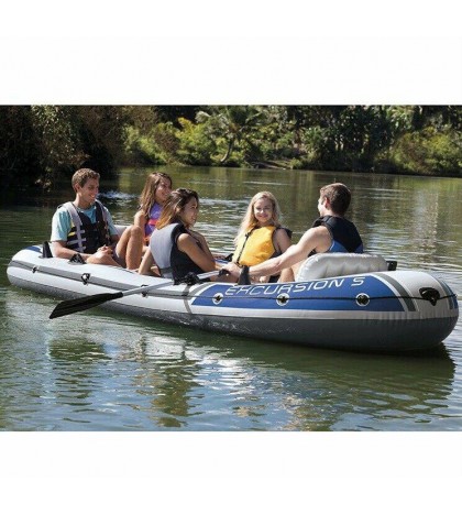 Intex 68325EP Excursion 5 Person Boat Set With Electric Portable Air Pump