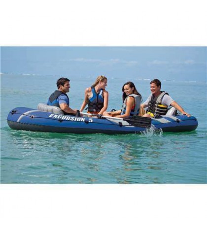 Intex Excursion 5 Person Inflatable Boat Set w/ 2 Oars, Air Pump (Used) (2 Pack)