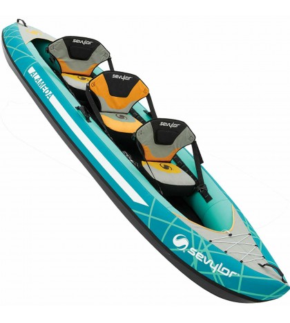 Sevylor Inflatable Alameda Kayak 3 Seats Canoe Boat Touring Kayak Set