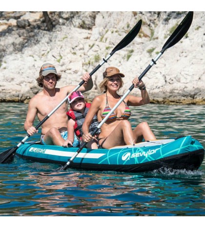 Sevylor Inflatable Alameda Kayak 3 Seats Canoe Boat Touring Kayak Set