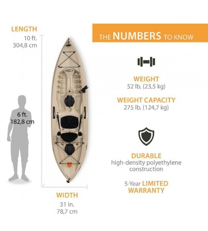 10ft Tamarack Angler Kayak Sit On Top Fishing Paddle Tan Beige