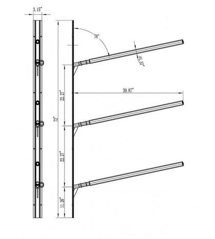 Heavy Duty Aluminum Wall Mount Kayak Storage Rack for 3 Kayaks or Canoes Outdoor