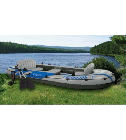 INTEX Excursion 5 Inflatable Rafting/Fishing Dinghy Boat Set (Used)    (4 Pack)