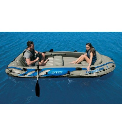 INTEX Excursion 5 Inflatable Rafting/Fishing Dinghy Boat Set (Used)    (4 Pack)
