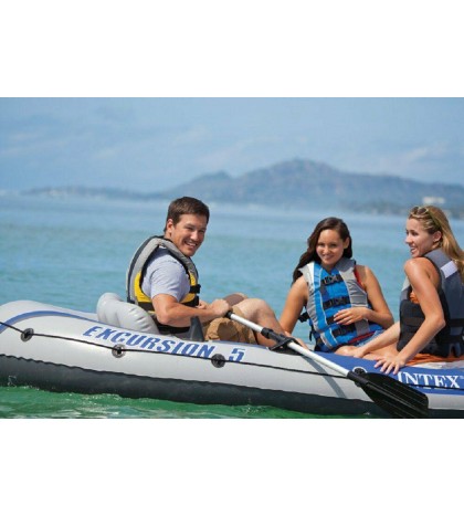 Intex Excursion 5 Person Inflatable Fishing Boat Set w/ Oars & Pump (Open Box)