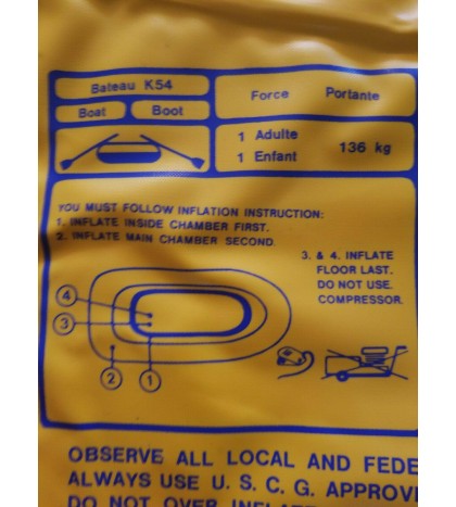 Sevylor 2 person inflatable boat kk54 & pump & oars max 360 lbs outdoors new