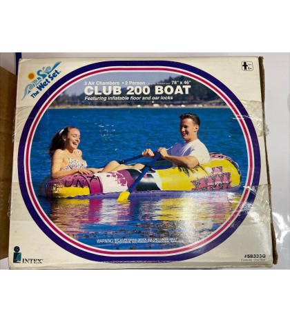1994 INTEX The Wet Set Club 200 Inflatable Boat 3 Air Chambers 78x46 2 Person