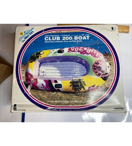1994 INTEX The Wet Set Club 200 Inflatable Boat 3 Air Chambers 78x46 2 Person