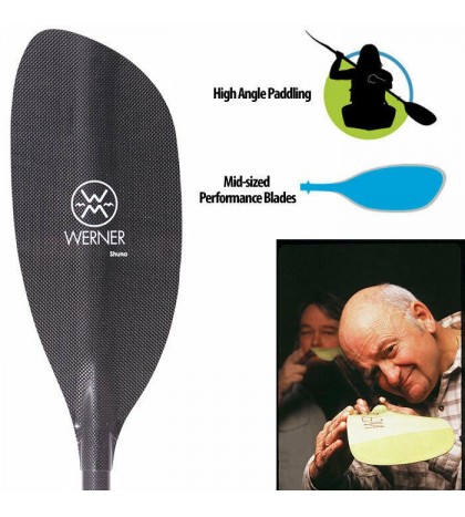 Werner Shuna Carbon Straight Shaft Kayak Paddle