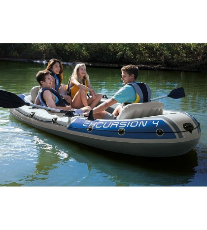 Inflatable Boat Set Aluminum Oars High Output  4-Person Latest Model Outdoor