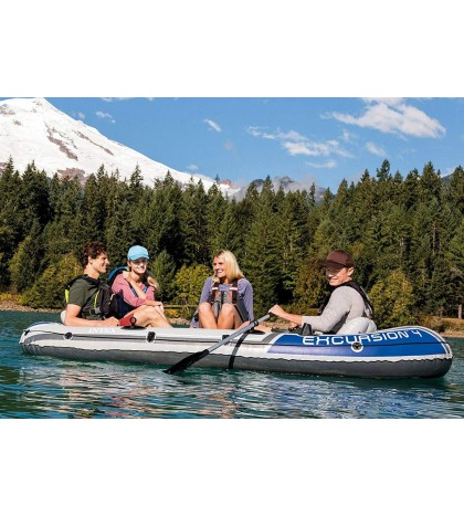 Inflatable Boat Set Aluminum Oars High Output  4-Person Latest Model Outdoor