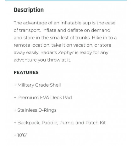 Radar Paddle Board Rdr 1536 Inflatable Paddle Board