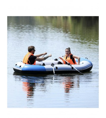 4 Person Inflatable Kayak, Boat w/Aluminum Oars, Cushion, Rope,Repair Patch (a)