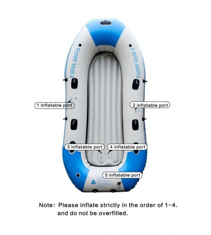 4 Person Inflatable Kayak, Boat w/Aluminum Oars, Cushion, Rope,Repair Patch (a)