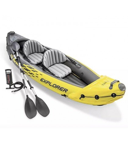 Intex Explorer K2 Kayak 2-Person Inflatable Set w/Oars+Air Pump IN HAND! 