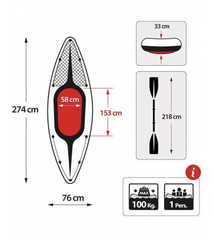 New Intex 68305 Intex Challenger K1 Kayak Canoe River Lake Boat Oars Inflatable