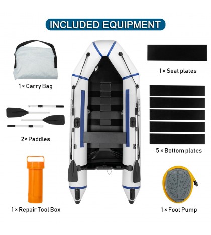 New 7.5ft Inflatable Water Sports Tender Rafting Fishing Dinghy Boat Grey White