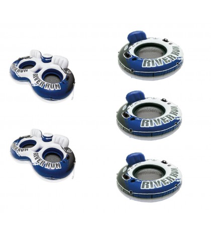 Intex Inflatable Tube w/ Cooler (2 Pack) & 1-Person Inflatable Tube (3 Pack)