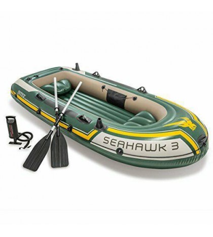 Seahawk 3, 3-Person Inflatable Boat Set with Aluminum Oars and High Output Air