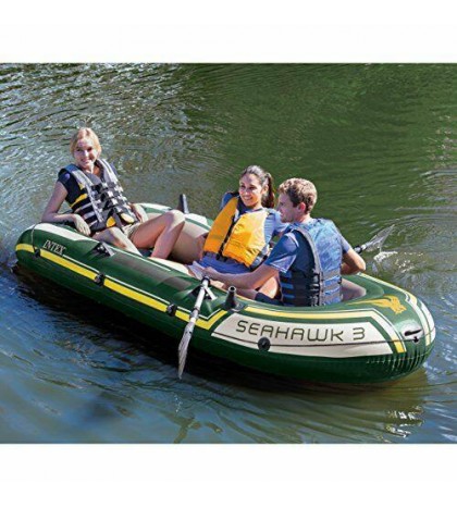 Seahawk 3, 3-Person Inflatable Boat Set with Aluminum Oars and High Output Air