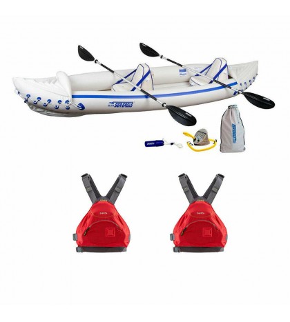 Sea Eagle 370 Pro Inflatable Kayak w/ NRS Adult Large Life Vest (2 Pack)