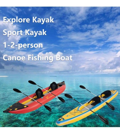 1-2-Person Inflatable Kayak Set with Aluminum Oars and High Output Air Pump