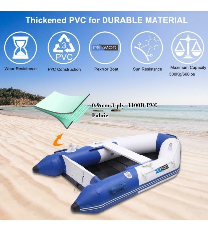 Inflatable Dinghy Boat 2 Person 7ft Fishing Tender Rafting Water Sports Blue