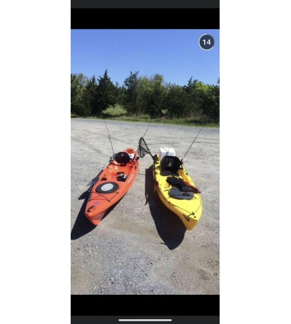 kayak 14' Wilderness Systems Orange W2 custom fishing rod holders, paddle,jacket
