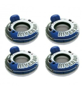 Intex River Run Inflatable Floating Tube Water Raft for Lake River Pool (4 Pack)