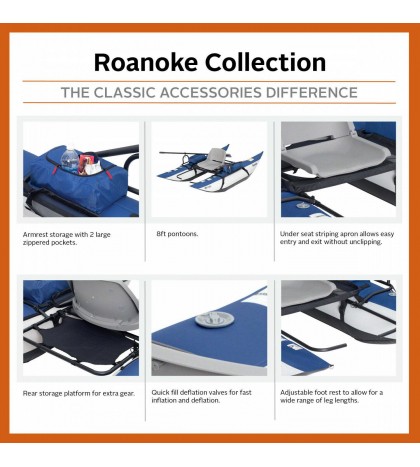 New Classic Accessories Roanoke 1-Person Fishing Pontoon Boat - Blue