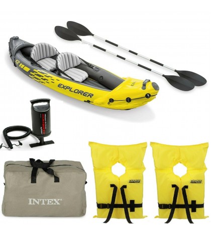 Intex Explorer Inflatable Kayak 2-Person with Air Pump and Life Jacket (2 Pack)