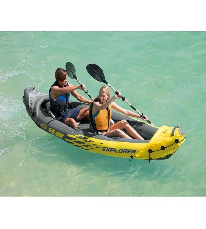 Intex Explorer Inflatable Kayak 2-Person with Air Pump and Life Jacket (2 Pack)