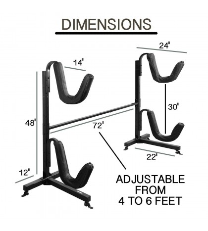 Great Working Tools Double Kayak Stand, Metal Holds 2 Kayaks (max wt. 175 lbs)