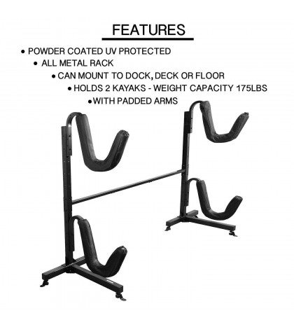 Great Working Tools Double Kayak Stand, Metal Holds 2 Kayaks (max wt. 175 lbs)