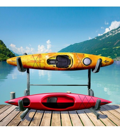 Great Working Tools Double Kayak Stand, Metal Holds 2 Kayaks (max wt. 175 lbs)
